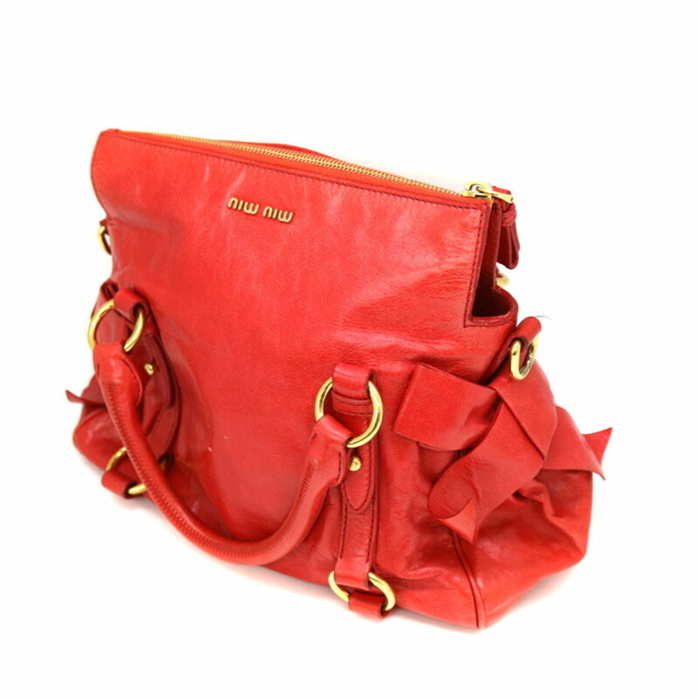 Miu Miu Bag Handbag Shoulder Leather Red